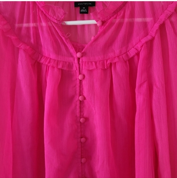 Ann Taylor Fuchsia Ruffled Blouse - Picture 4 of 10